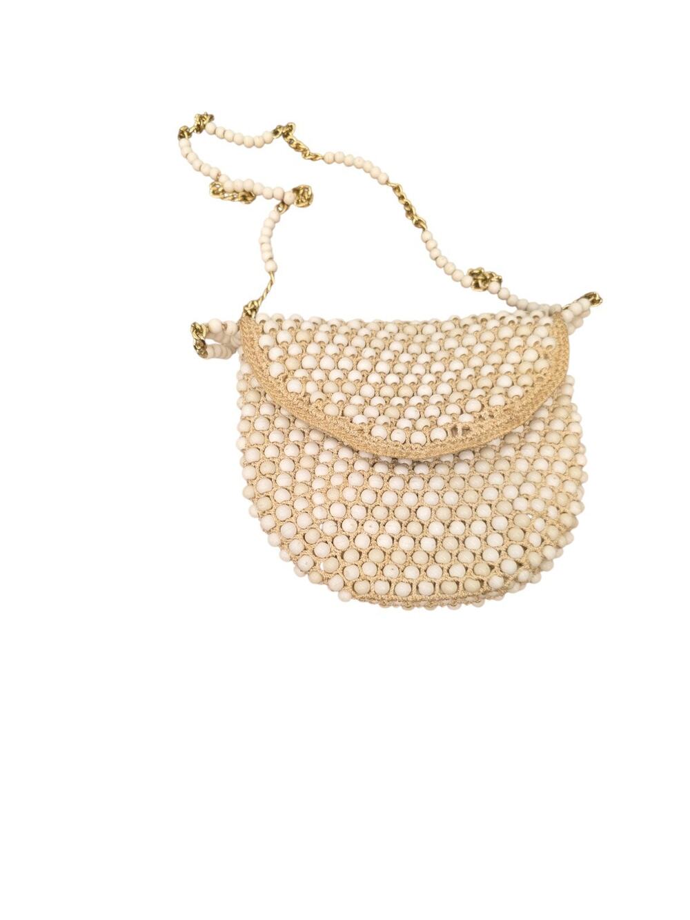 Delill Ivory Beaded Purse Chain Shoulder Strap Bag Hand Made In Italy Vintage